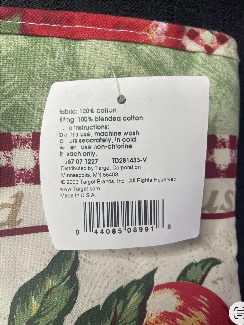 Kitchen Cherry Apron & Apple Oven Mitt Blue Red Green Cooking Baking NEW NWT
